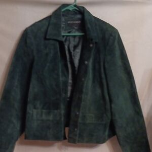 Bernardo Green Blazer Classic Cut Suede Large
